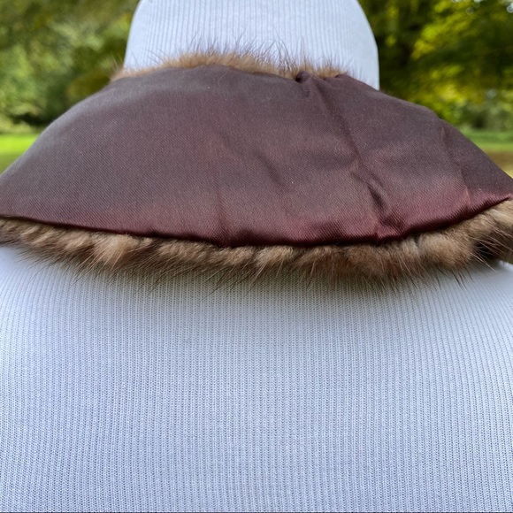 VINTAGE MINK COLLAR FUR ACCESSORY BROWN WRAP LUXURY Hook Eye MOB WIFE - Picture 8 of 9